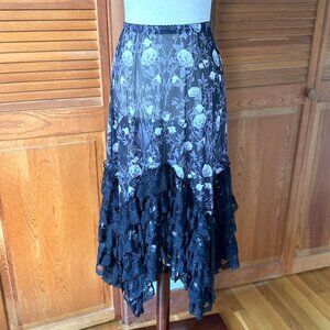 Dolls Kill Goth Victorian Fairy Funerary Roses Black Mesh Pixie Ruffle Skirt